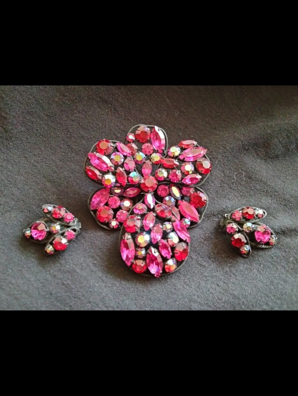 Elegant Pink Crystal Floral Jewelry Set